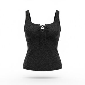 Black goth Lace Corset Tie Front Top